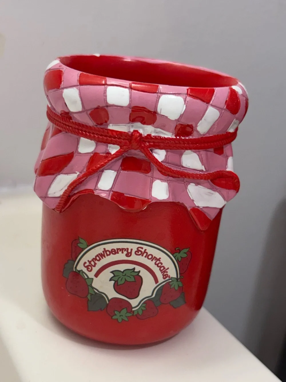 Strawberry Shortcake Ceramic Jar with Gingham